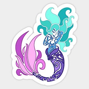Mermaid (Colour + Tribal Style) Sticker